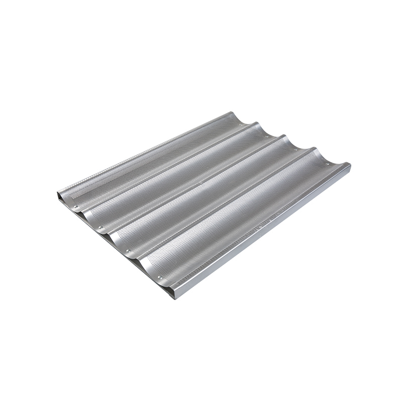 Aluminium perforert baguette panne for fransk brød 4-loaf